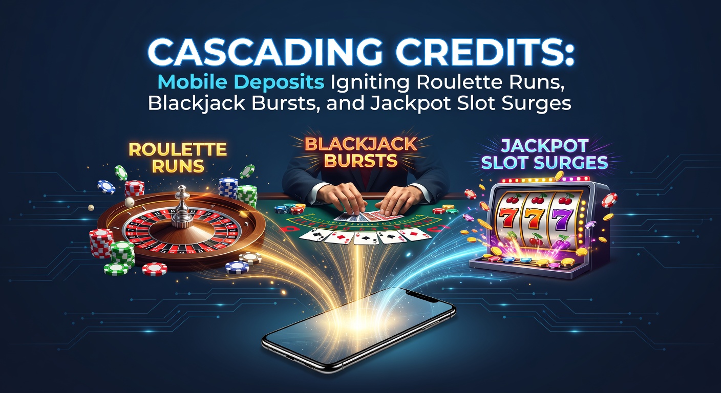 Smartphone screen displaying instant mobile deposit confirmation alongside a spinning roulette wheel and stacking chips