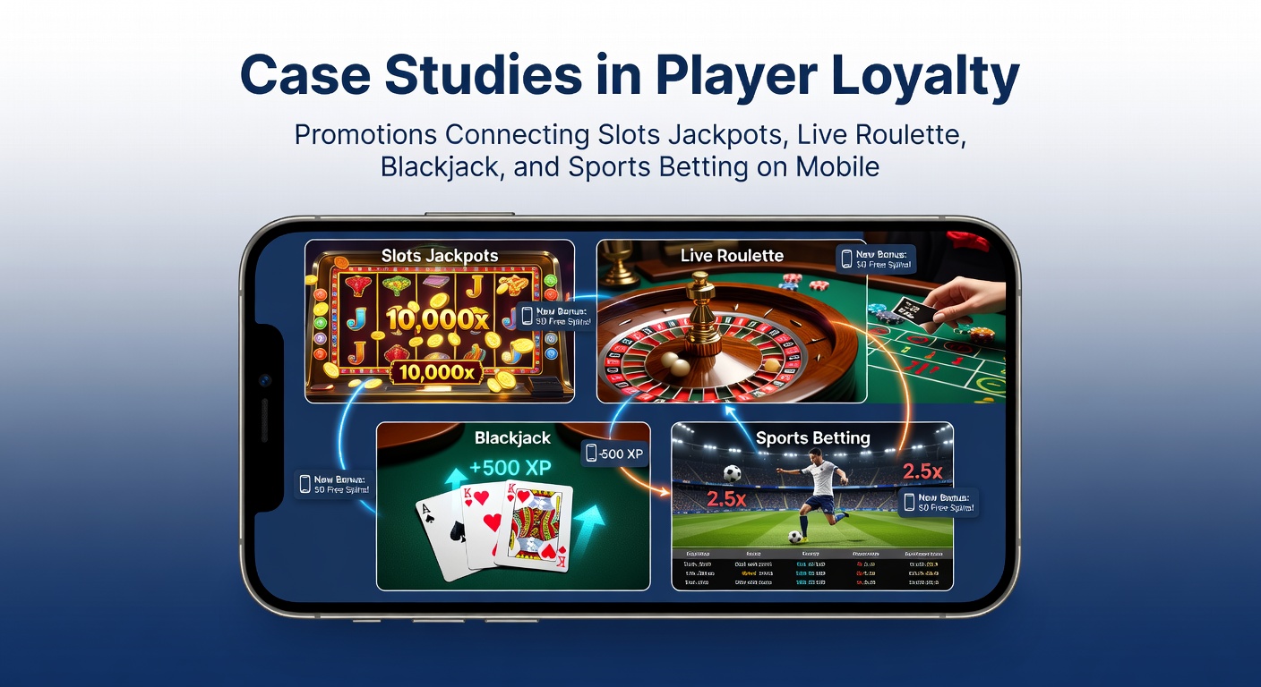 Mobile screen showing interconnected promotions across slots, live roulette, blackjack tables, and sports betting odds, highlighting loyalty rewards in action