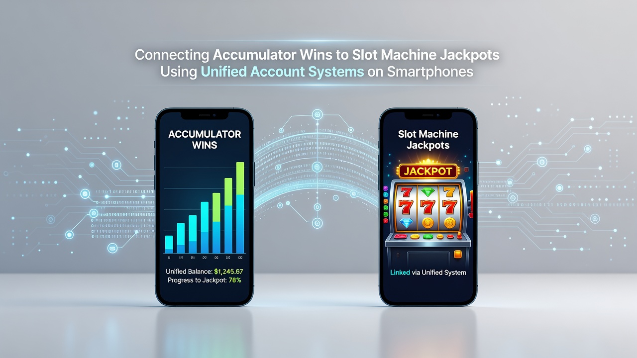 Mobile interface showing accumulator win transferred to progressive slot jackpot balance