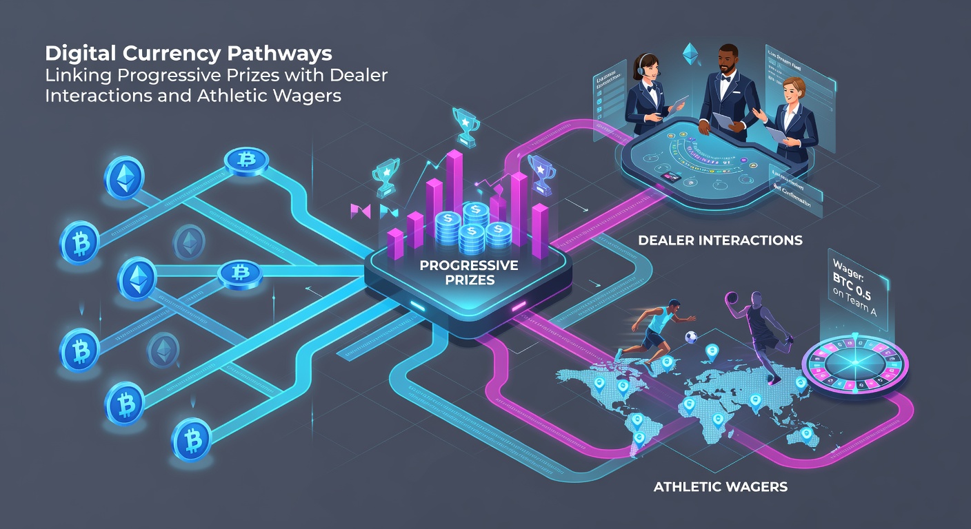 Illustration of digital currency pathways connecting progressive prizes, live dealer interactions, and sports wagers on a smartphone screen