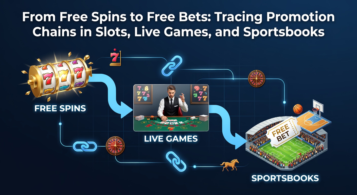 Live dealer roulette wheel in action beside a digital sportsbook interface showing free bet tokens, representing the midpoint in a promotion chain from casino to sports