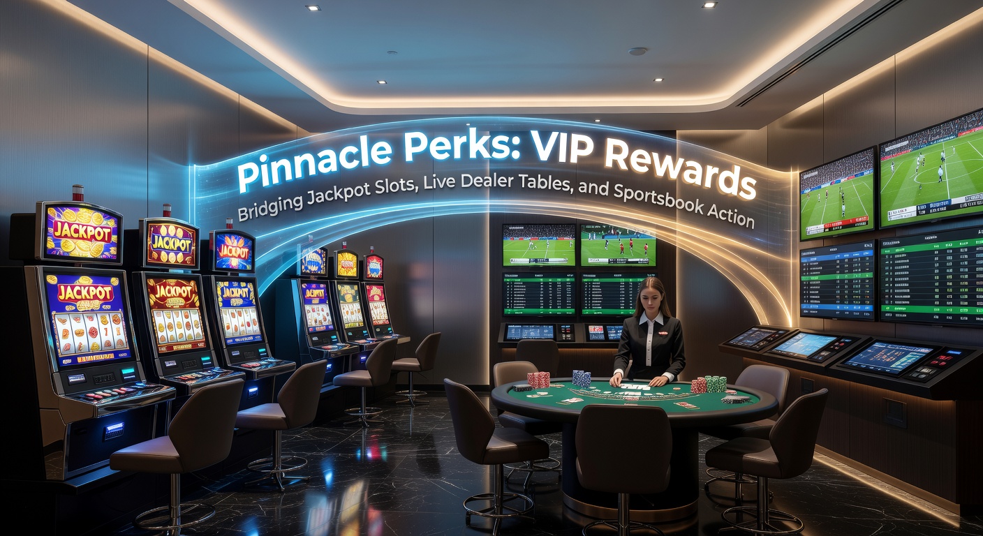 Vibrant display of Pinnacle Perks VIP interface showing slots jackpots, live dealer tables, and sportsbook odds integrated seamlessly