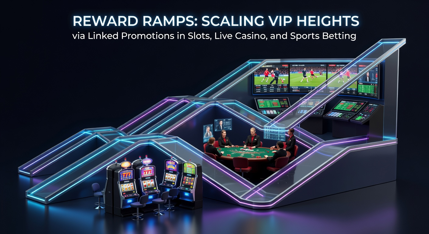 Vibrant casino floor showing slots, live dealer tables, and sports betting screens with glowing VIP reward overlays